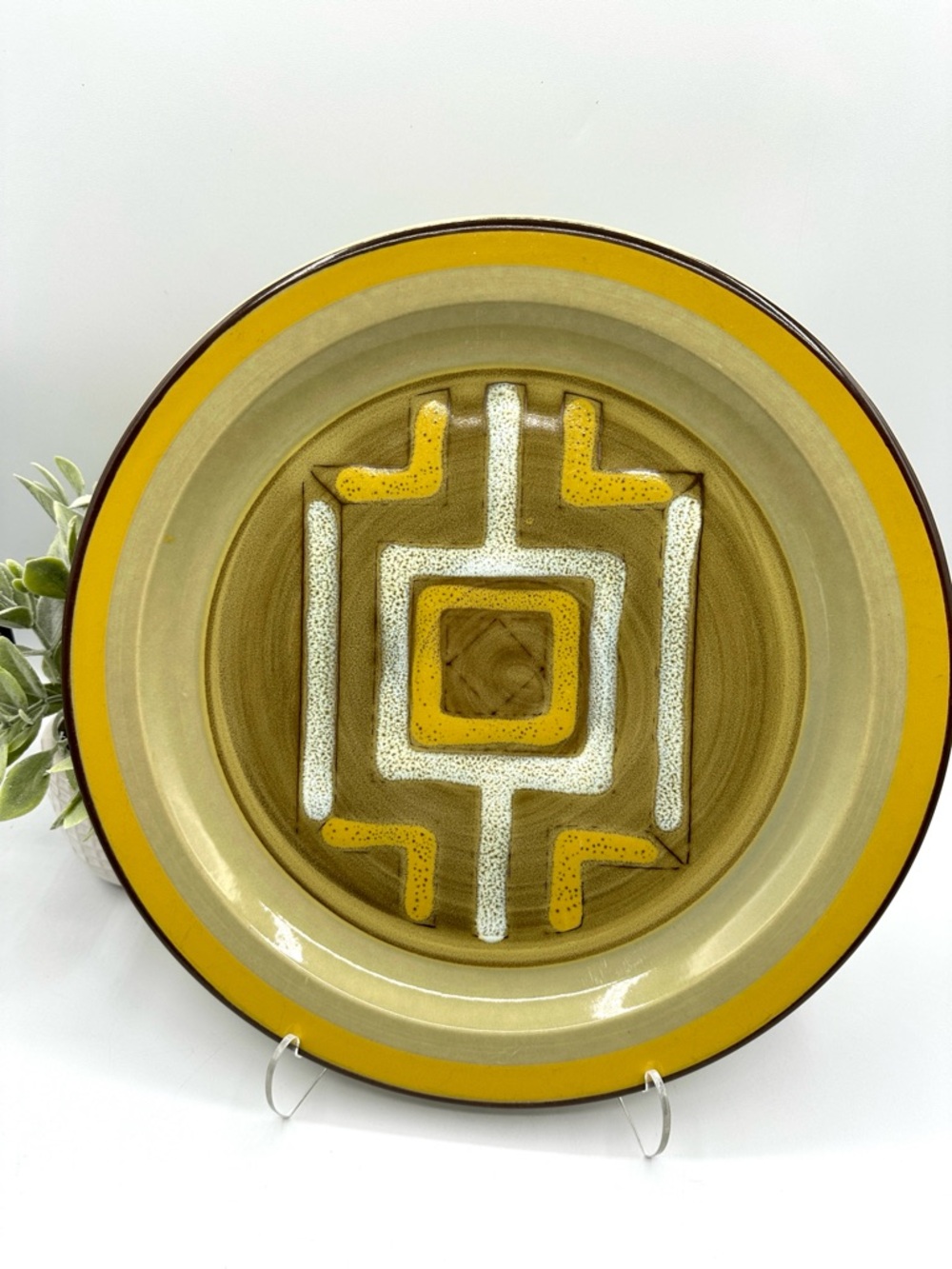 12” Platter by International Stoneware. Abstract Design. 1970s